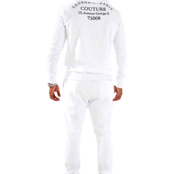 Avenue George V Paris Men's White Jugging Suit 2 piece set Rhinestone Tracksuit - Picture 6 of 6